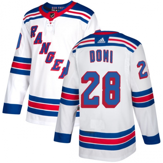 Men's Reebok New York Rangers 28 Tie Domi Authentic White Away NHL Jersey