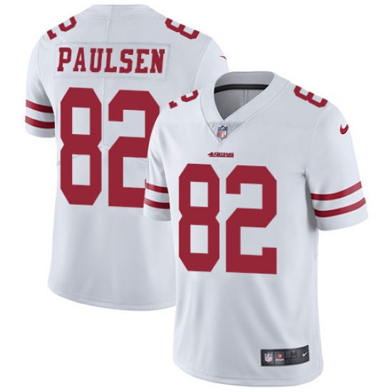 Men's Nike San Francisco 49ers 82 Logan Paulsen White Vapor Untouchable Limited Player NFL Jersey