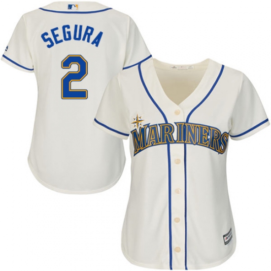 Women's Majestic Seattle Mariners 2 Jean Segura Authentic Cream Alternate Cool Base MLB Jersey