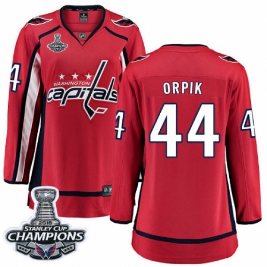 Women's Washington Capitals 44 Brooks Orpik Fanatics Branded Red Home Breakaway 2018 Stanley Cup Final Champions NHL Jersey