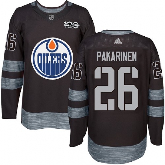 Men's Adidas Edmonton Oilers 26 Iiro Pakarinen Authentic Black 1917-2017 100th Anniversary NHL Jersey
