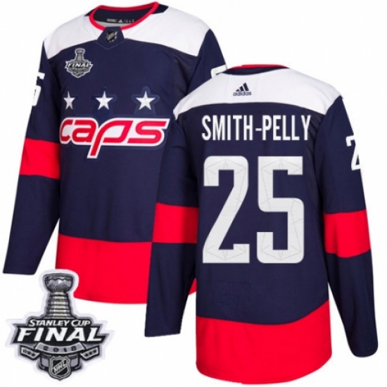 Youth Adidas Washington Capitals 25 Devante Smith-Pelly Authentic Navy Blue 2018 Stadium Series 2018 Stanley Cup Final NHL Jersey
