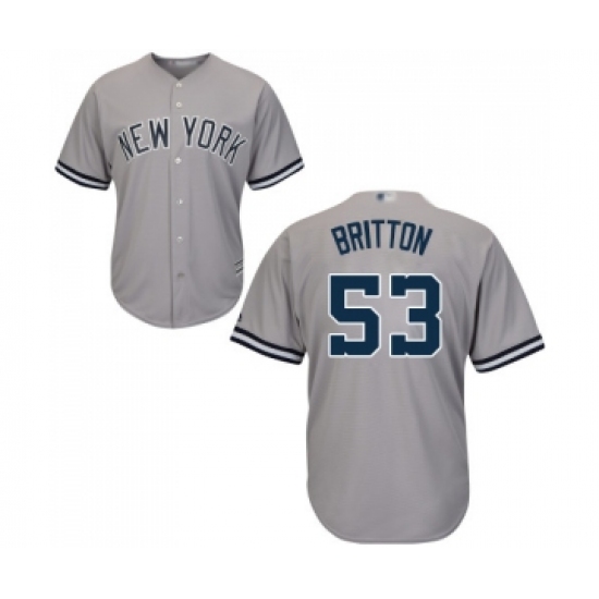 Men's New York Yankees 53 Zach Britton Replica Grey Road Baseball Jersey
