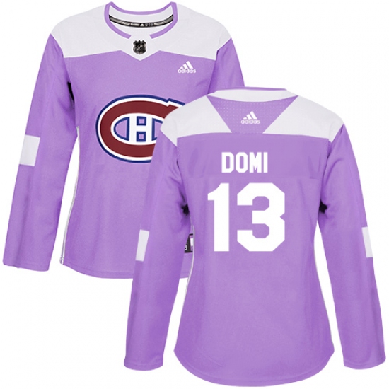 Women's Adidas Montreal Canadiens 13 Max Domi Authentic Purple Fights Cancer Practice NHL Jersey