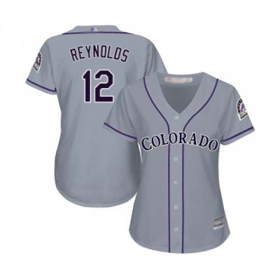 Women's Colorado Rockies 12 Mark Reynolds Replica Grey Road Cool Base Baseball Jersey