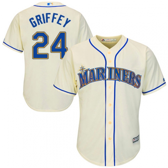 Youth Majestic Seattle Mariners 24 Ken Griffey Authentic Cream Alternate Cool Base MLB Jersey
