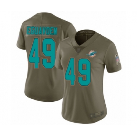 Women's Miami Dolphins 49 Sam Eguavoen Limited Olive 2017 Salute to Service Football Jersey