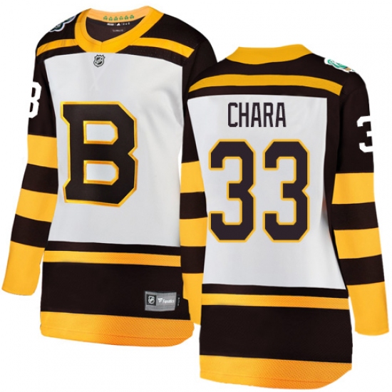 Women's Boston Bruins 33 Zdeno Chara White 2019 Winter Classic Fanatics Branded Breakaway NHL Jersey