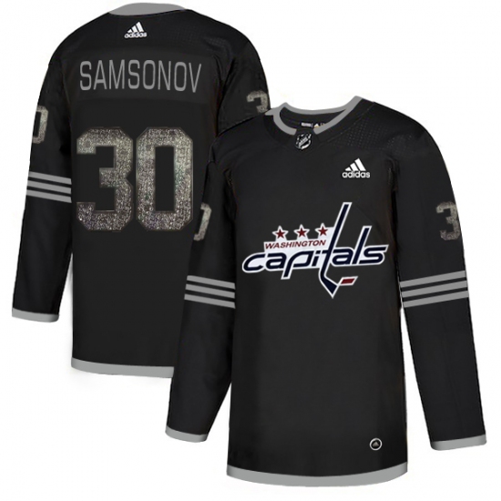 Men's Adidas Washington Capitals 30 Ilya Samsonov Black 1 Authentic Classic Stitched NHL Jersey