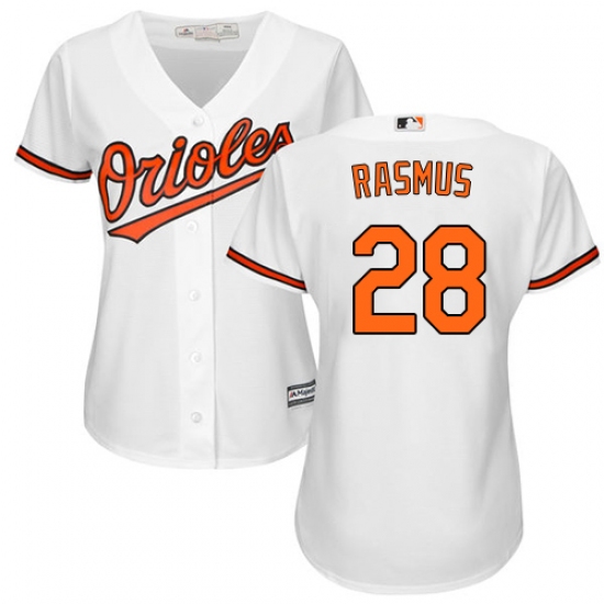 Women's Majestic Baltimore Orioles 28 Colby Rasmus Replica White Home Cool Base MLB Jersey