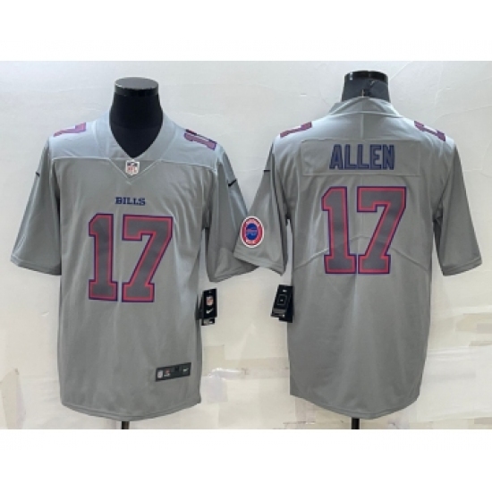 Men's Buffalo Bills 17 Josh Allen LOGO Grey Atmosphere Fashion 2022 Vapor Untouchable Stitched Limited Jersey