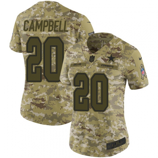 Women's Nike Dallas Cowboys 20 Ibraheim Campbell Limited Camo 2018 Salute to Service NFL Jersey