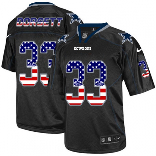 Men's Nike Dallas Cowboys 33 Tony Dorsett Elite Black USA Flag Fashion NFL Jersey