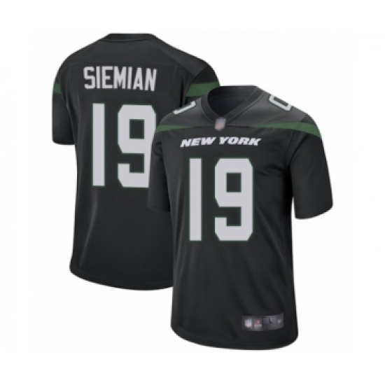 Men's New York Jets 19 Trevor Siemian Game Black Alternate Football Jersey