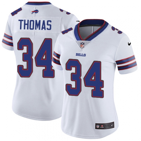 Women's Nike Buffalo Bills 34 Thurman Thomas White Vapor Untouchable Limited Player NFL Jersey