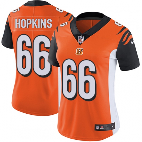 Women's Nike Cincinnati Bengals 66 Trey Hopkins Orange Alternate Vapor Untouchable Limited Player NFL Jersey