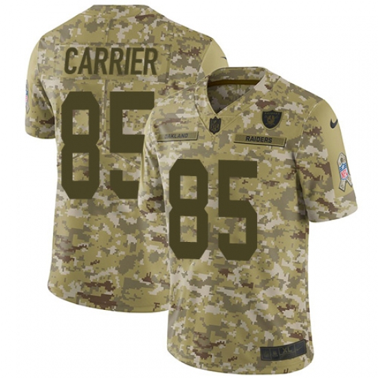Men's Nike Oakland Raiders 85 Derek Carrier Limited Camo 2018 Salute to Service NFL Jersey