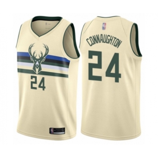 Men's Milwaukee Bucks 24 Pat Connaughton Authentic Cream Basketball Jersey - City Edition