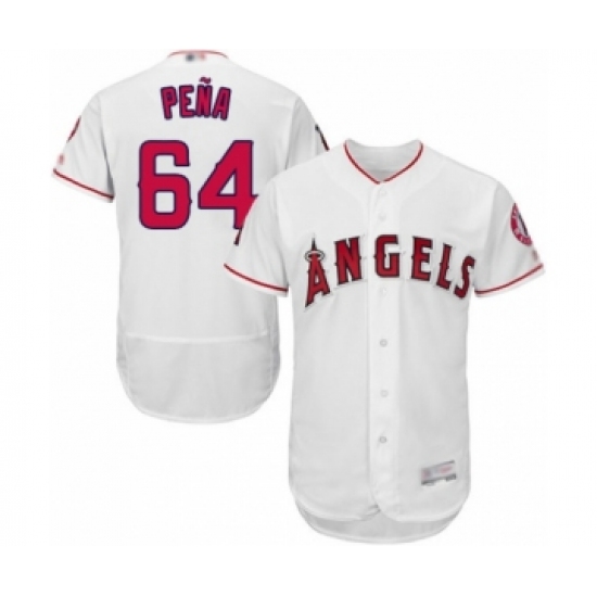 Men's Los Angeles Angels of Anaheim 64 Felix Pena White Home Flex Base Authentic Collection Baseball Player Jersey