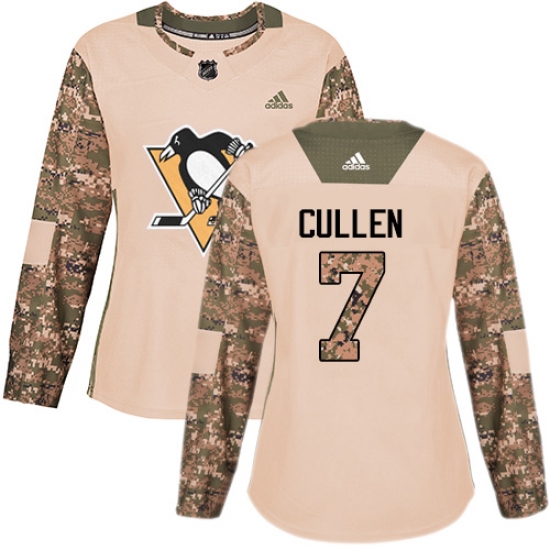 Women's Adidas Pittsburgh Penguins 7 Matt Cullen Authentic Camo Veterans Day Practice NHL Jersey