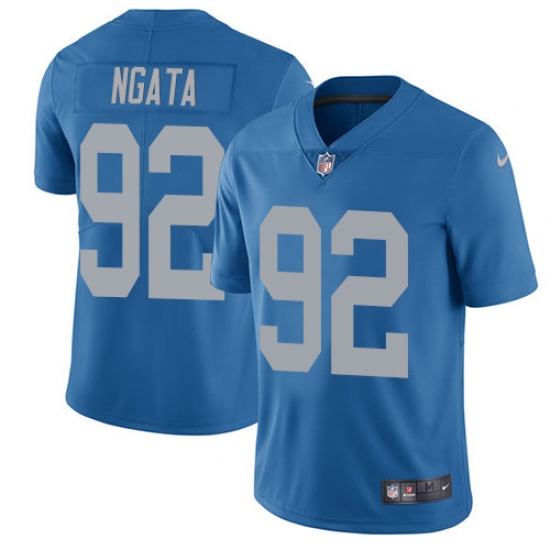 Men's Nike Detroit Lions 92 Haloti Ngata Elite Blue Alternate NFL Jersey