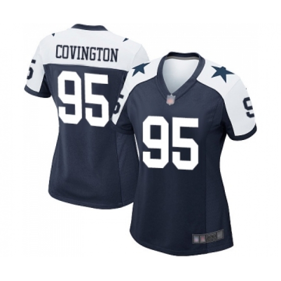 Women's Dallas Cowboys 95 Christian Covington Game Navy Blue Throwback Alternate Football Jersey