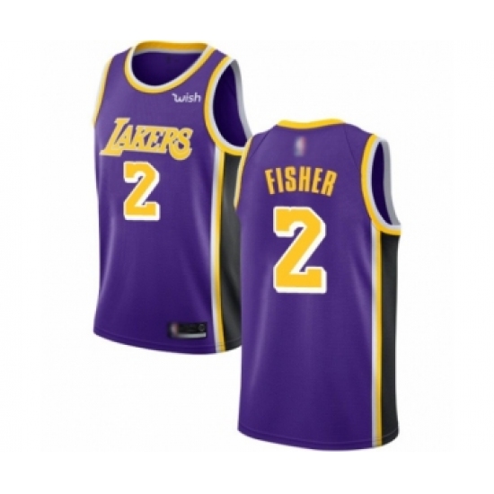 Men's Los Angeles Lakers 2 Derek Fisher Authentic Purple Basketball Jerseys - Icon Edition
