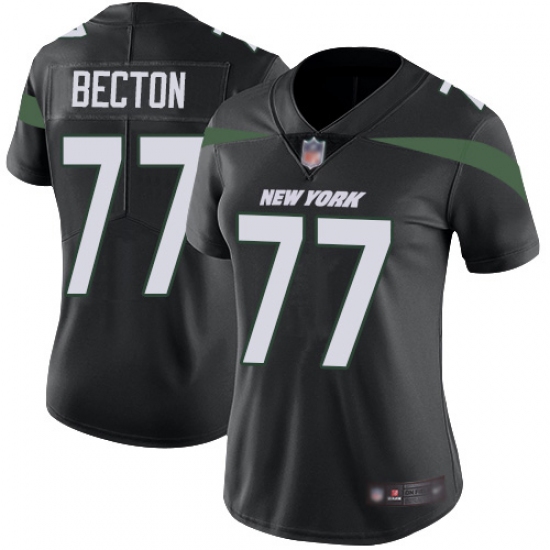 Women's New York Jets 77 Mekhi Becton Black Alternate Stitched Vapor Untouchable Limited Jersey