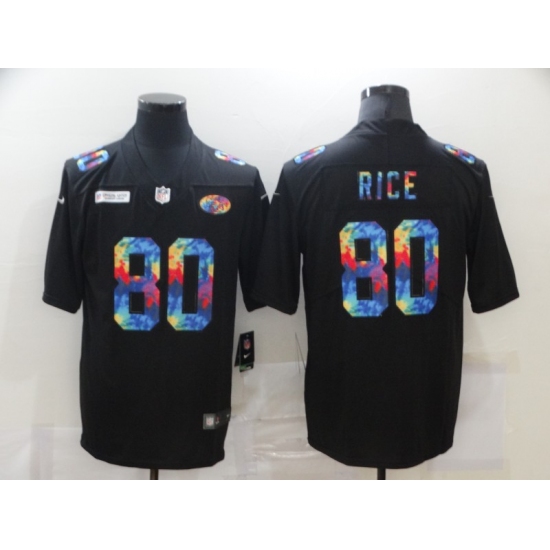 Men's San Francisco 49ers 80 Jerry Rice Rainbow Version Nike Limited Jersey