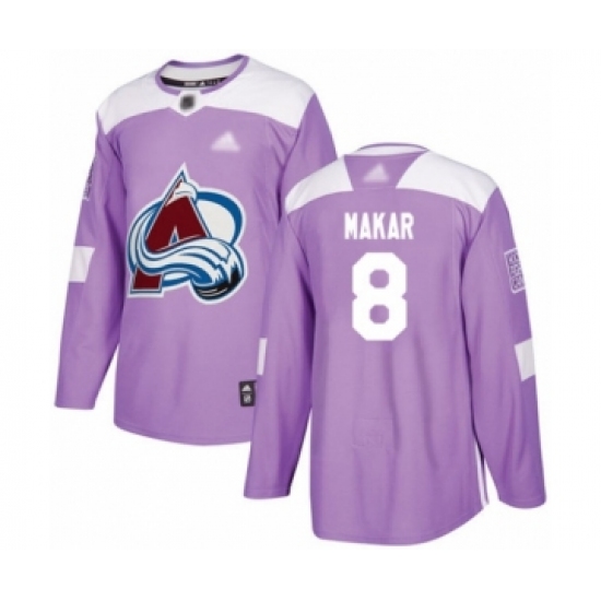Men's Colorado Avalanche 8 Cale Makar Authentic Purple Fights Cancer Practice Hockey Jersey