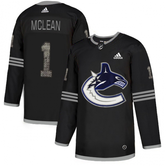Men's Adidas Vancouver Canucks 1 Kirk Mclean Black Authentic Classic Stitched NHL Jersey
