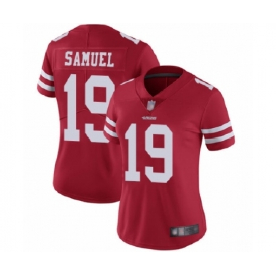 Women's San Francisco 49ers 19 Deebo Samuel Red Team Color Vapor Untouchable Limited Player Football Jersey