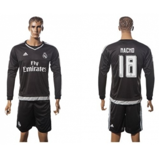 Real Madrid 18 Nacho Black Long Sleeves Soccer Club Jersey