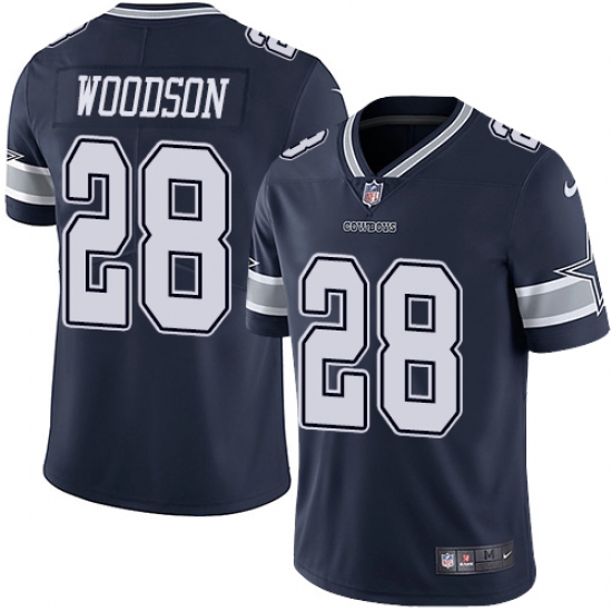 Men's Nike Dallas Cowboys 28 Darren Woodson Navy Blue Team Color Vapor Untouchable Limited Player NFL Jersey