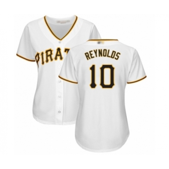 Women's Pittsburgh Pirates 10 Bryan Reynolds Authentic White Home Cool Base Baseball Player Jersey
