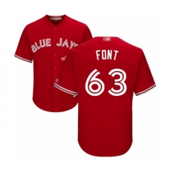 Youth Toronto Blue Jays 63 Wilmer Font Authentic Scarlet Alternate Baseball Player Jersey