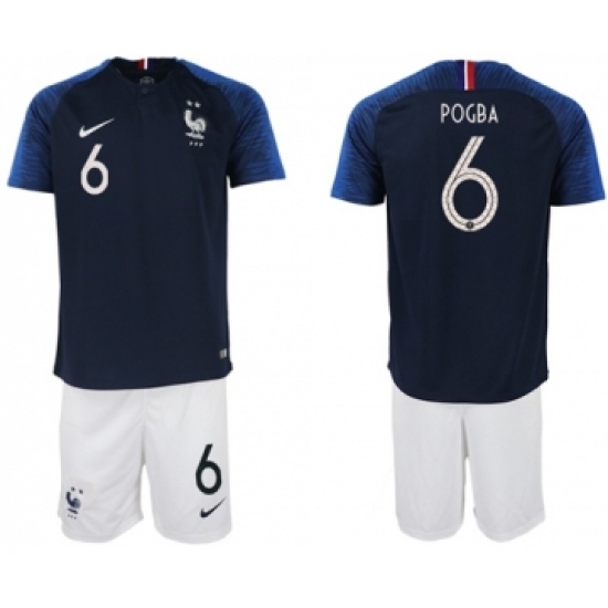 France 6 Pogba Home Soccer Country Jersey