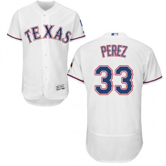 Men's Majestic Texas Rangers 33 Martin Perez White Home Flex Base Authentic Collection MLB Jersey