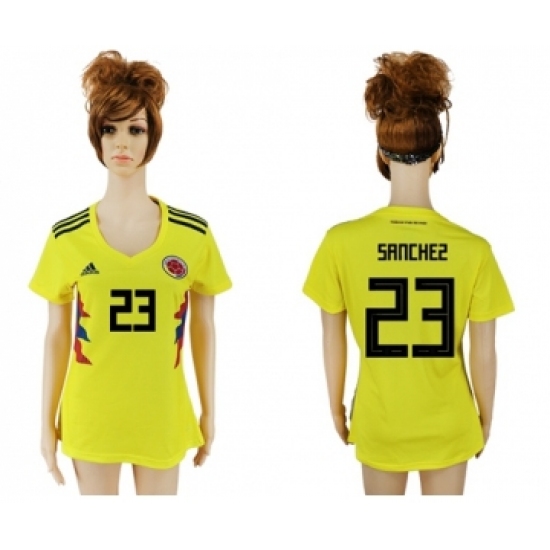 Women's Colombia 23 Sanchez Home Soccer Country Jersey