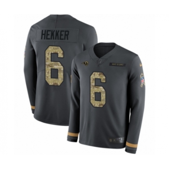 Men's Nike Los Angeles Rams 6 Johnny Hekker Limited Black Salute to Service Therma Long Sleeve NFL Jersey