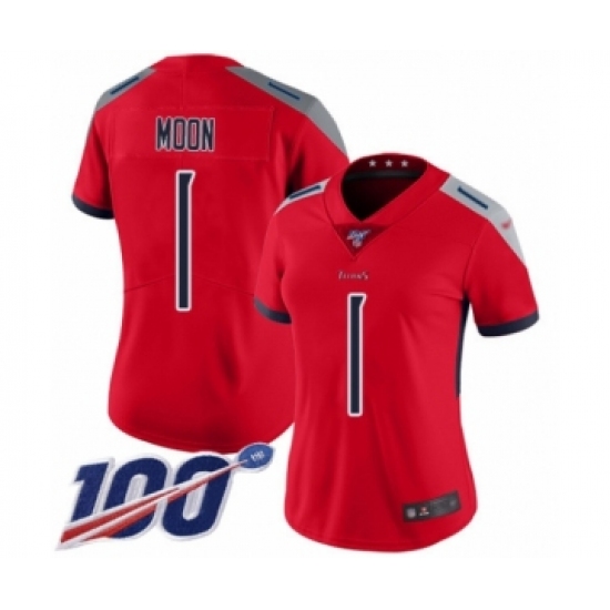 Women's Tennessee Titans 1 Warren Moon Limited Red Inverted Legend 100th Season Football Jersey