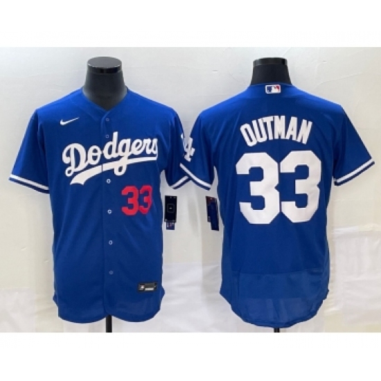 Men's Los Angeles Dodgers 33 James Outman Blue Flex Base Stitched Baseball Jersey