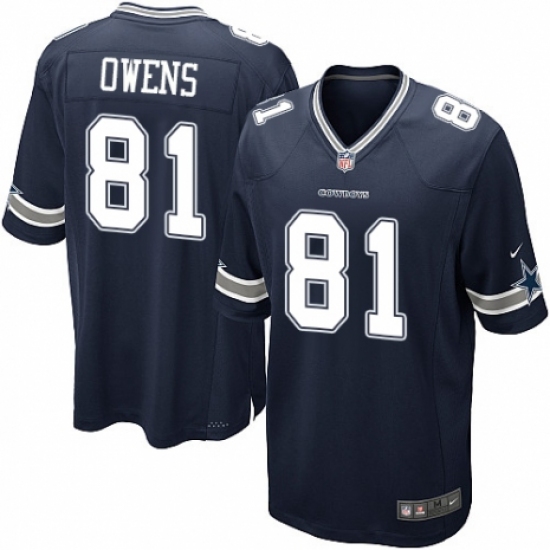 Men's Nike Dallas Cowboys 81 Terrell Owens Game Navy Blue Team Color NFL Jersey