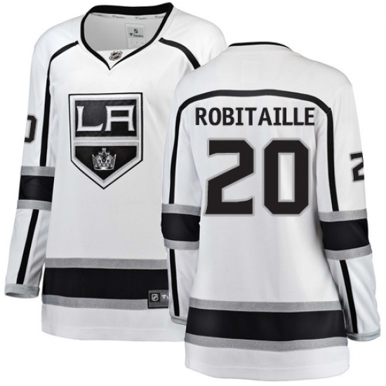Women's Los Angeles Kings 20 Luc Robitaille Authentic White Away Fanatics Branded Breakaway NHL Jersey