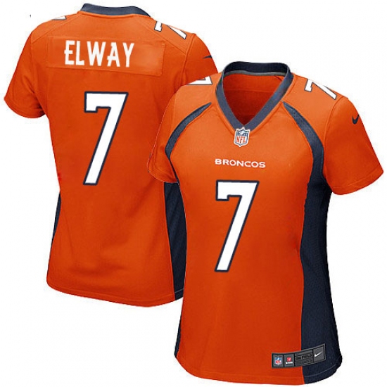 Women's Nike Denver Broncos 7 John Elway Game Orange Team Color NFL Jersey