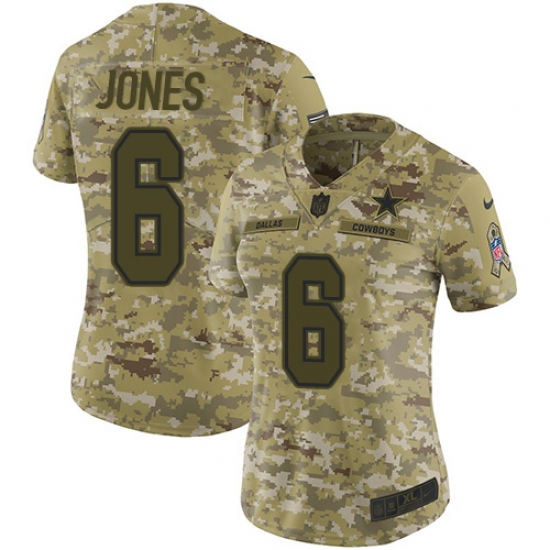 Women's Nike Dallas Cowboys 6 Chris Jones Limited Camo 2018 Salute to Service NFL Jersey