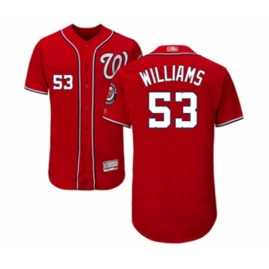Men's Washington Nationals 53 Austen Williams Red Alternate Flex Base Authentic Collection Baseball Player Jersey