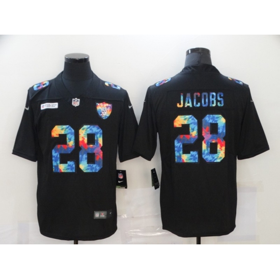 Men's Oakland Raiders 28 Josh Jacobs Rainbow Version Nike Limited Jersey