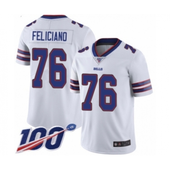 Men's Buffalo Bills 76 Jon Feliciano White Vapor Untouchable Limited Player 100th Season Football Jersey
