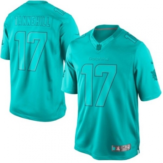 Men's Nike Miami Dolphins 17 Ryan Tannehill Aqua Green Drenched Limited NFL Jersey